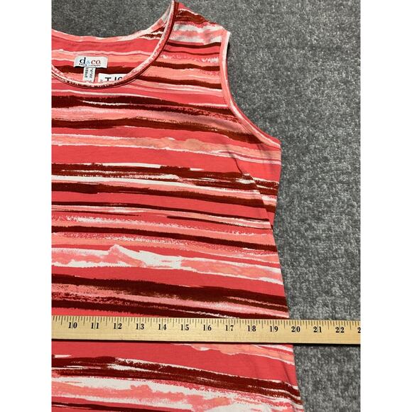 D & Co. Maxi Tank Dress Women Size L Pink Striped Stretch Slit Sleeveless Modest - Picture 11 of 13